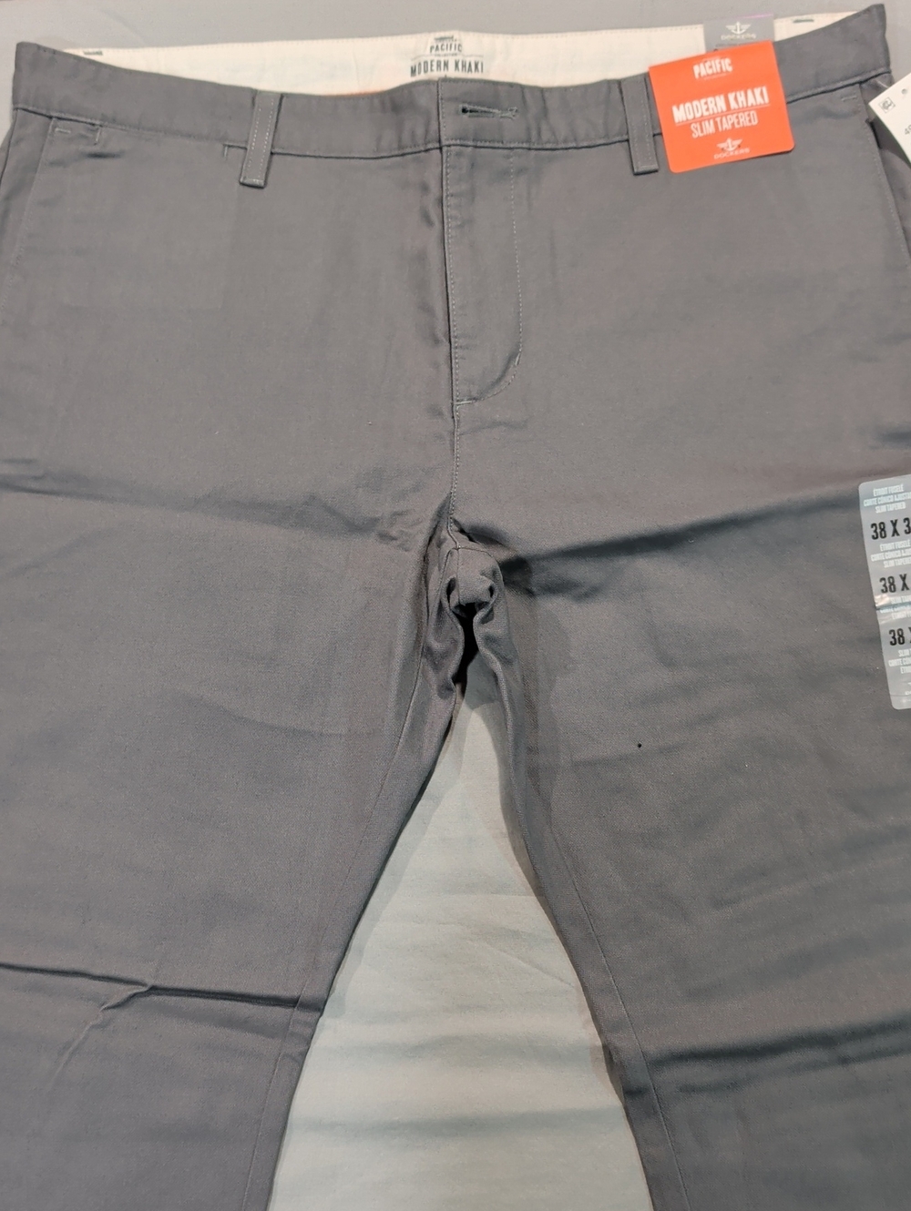 Dockers Grey Modern Khaki Slim Tapered Chinos - Size 38x32 NWT
